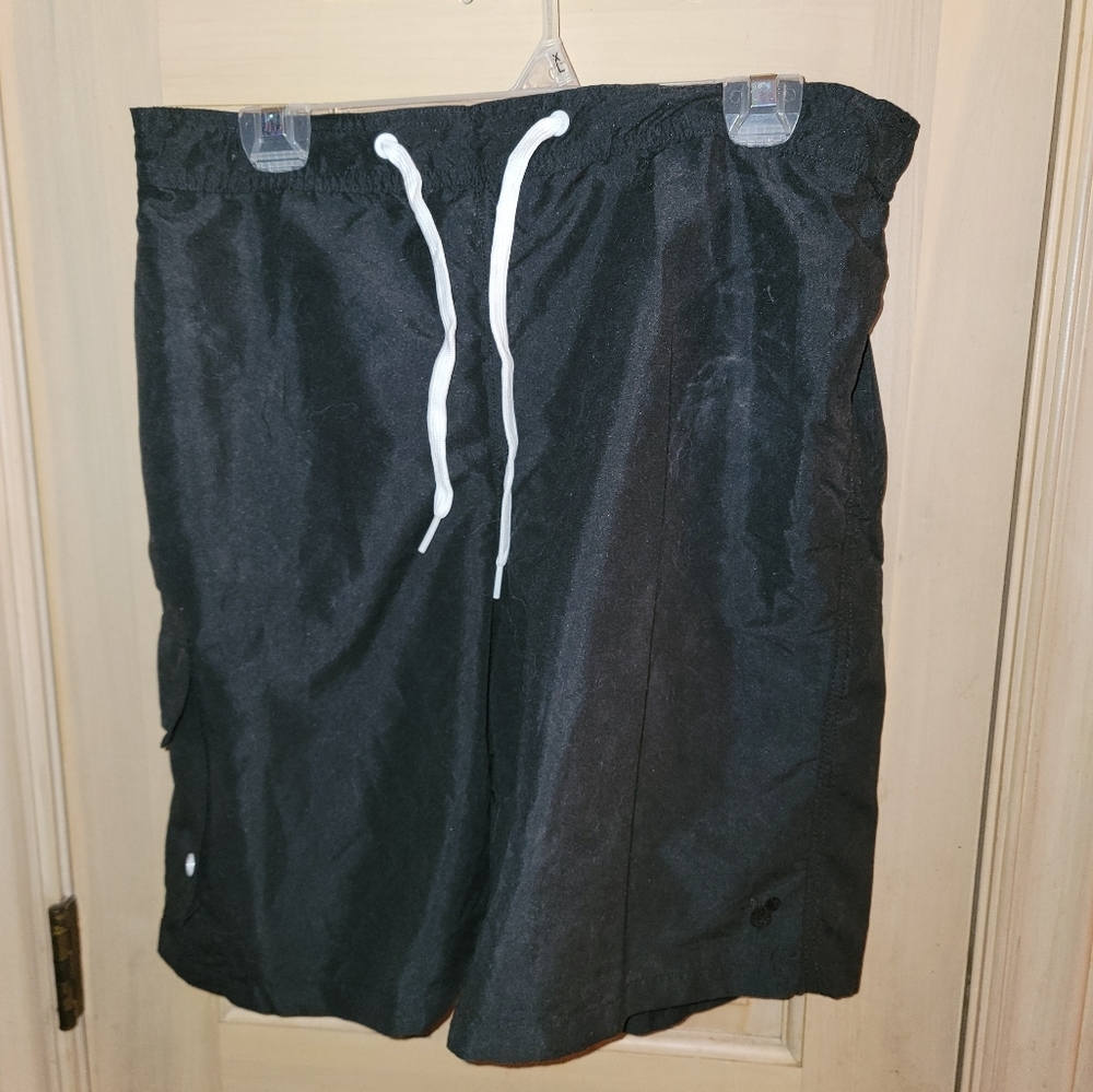 NWT Walt Disney Parks Mens sz L Black shorts Swimsuit  pocket Mickey Mouse